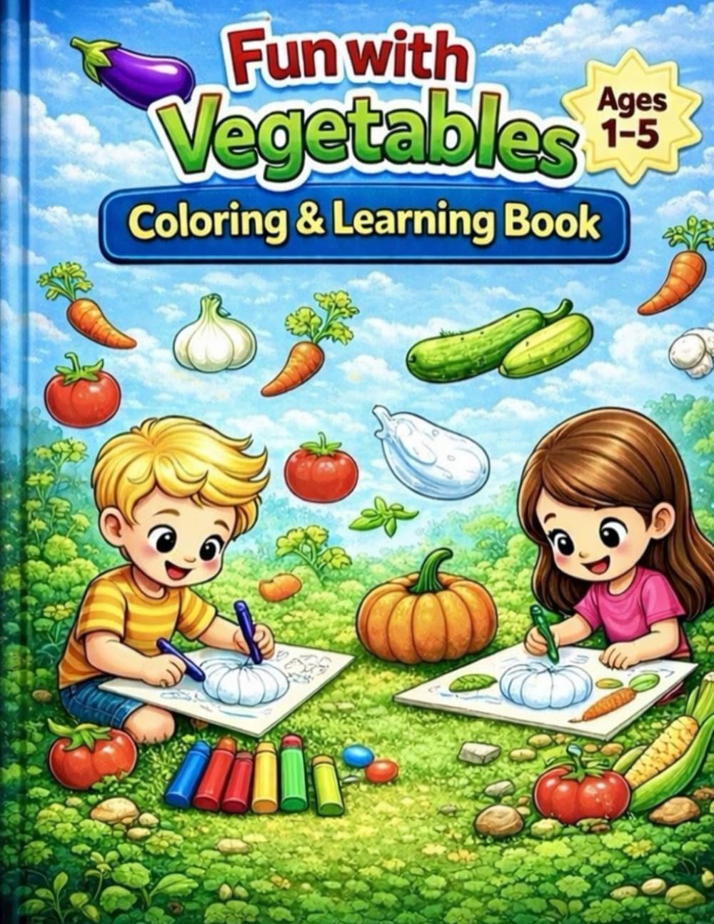 Fun with Vegetables – Coloring & Learning Book: Easy Coloring Pages to Learn Vegetable Names | Ages 1–5