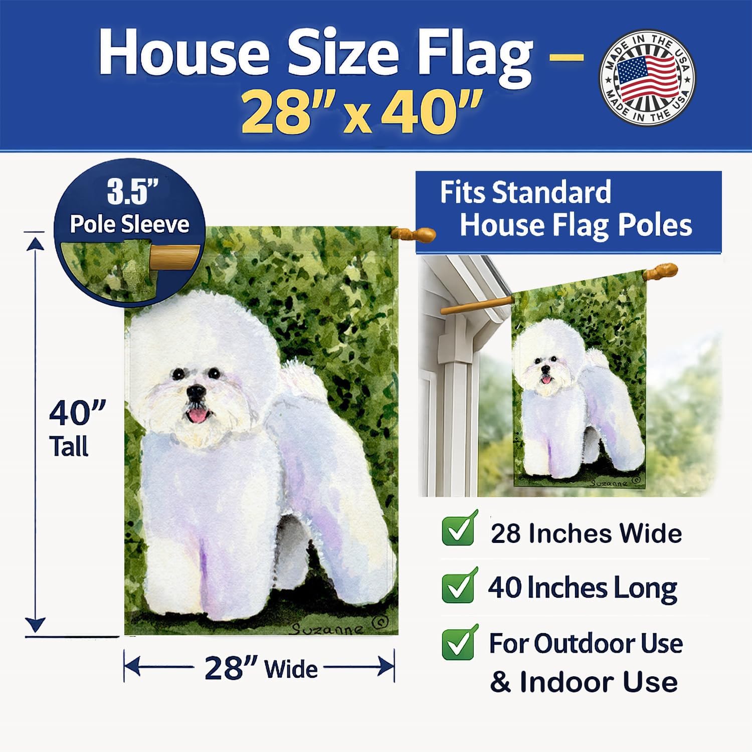 Caroline's Treasures SS8712CHF Bichon Frise Flag Canvas, Large, Multicolor