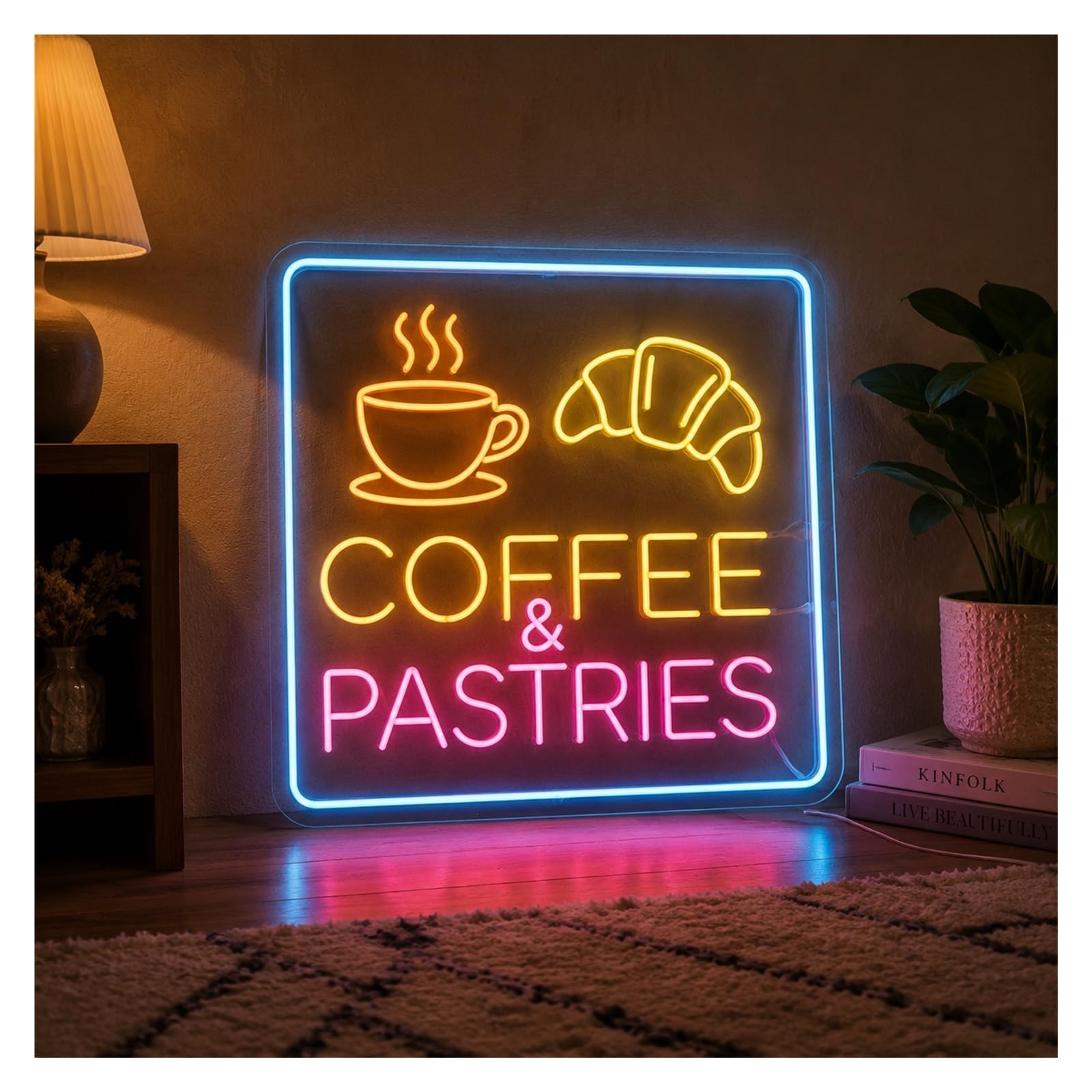 Decoración Lámparas Coffee Pastries Croissant Cafe Bakery Shop Letreros De Neón