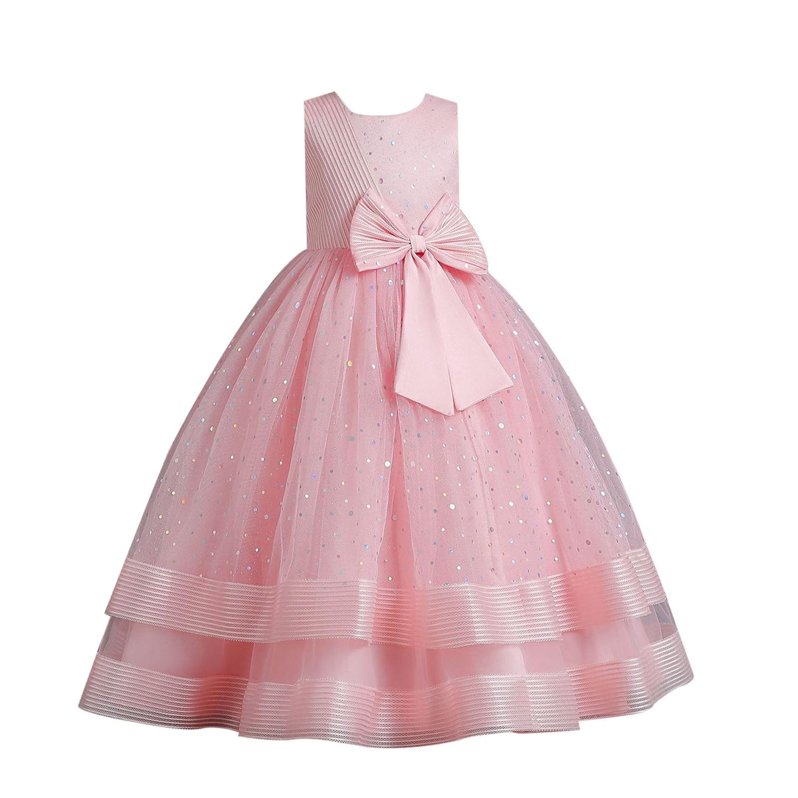 2026 Bambini Paillettes Vestito Bambini Big Bow Principessa Vestito Ragazza Fiore Vestito Ragazza Vestito Bambini