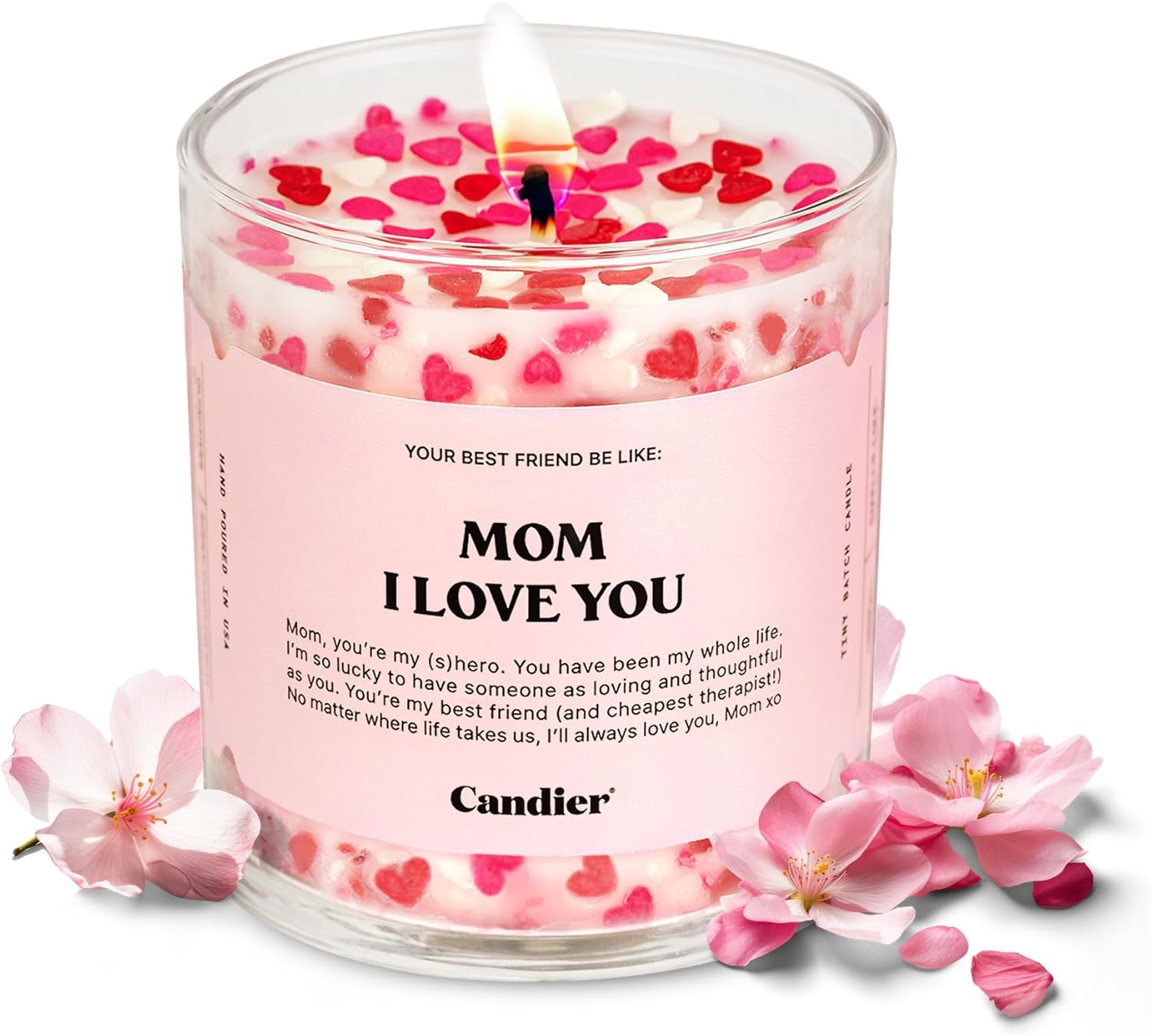 Mom I Love You Candle, Scented Phthalate-Free Soy Candles with 60+ Hours Burn Time, Vegan Cruelty-Free Thank You Gifts for Moms on Birthdays, Mother’s Day, Valentine's Day & More - Candier