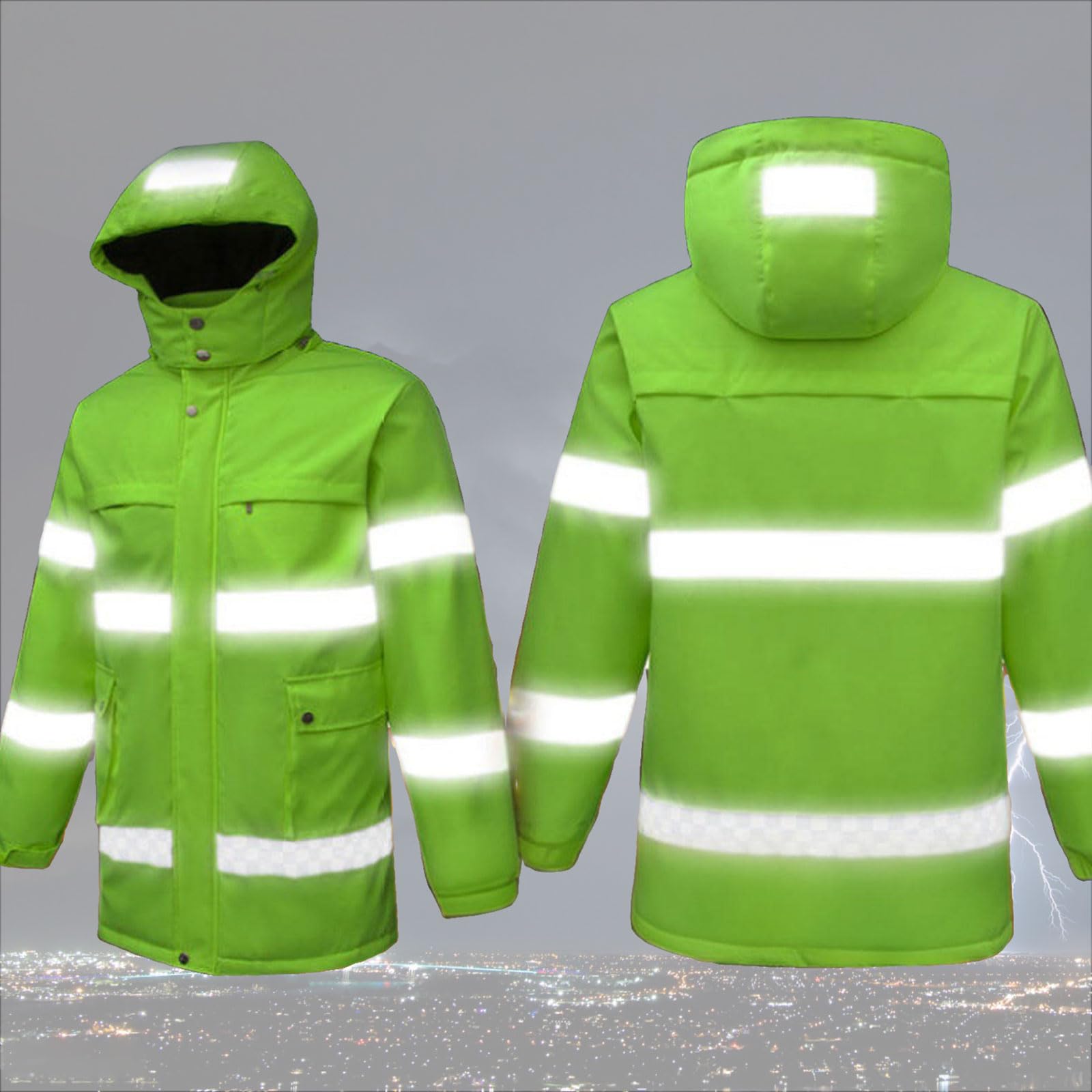 Chaqueta térmica Impermeable, Chaqueta calefactable, Chaqueta Reflectante, 8 Almohadillas térmicas, Chaqueta de Trabajo para Motociclismo, esquí y Actividades al Aire Libre.