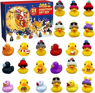 Peegsan Rubber Duck Advent Calendar 2023,Mini Christmas Rubber Ducks Advent Calendar,Advent Calendar 2023 Kids,For Boys,Girls,Kids,Christmas Party Favor Gifts(24 Ducks)