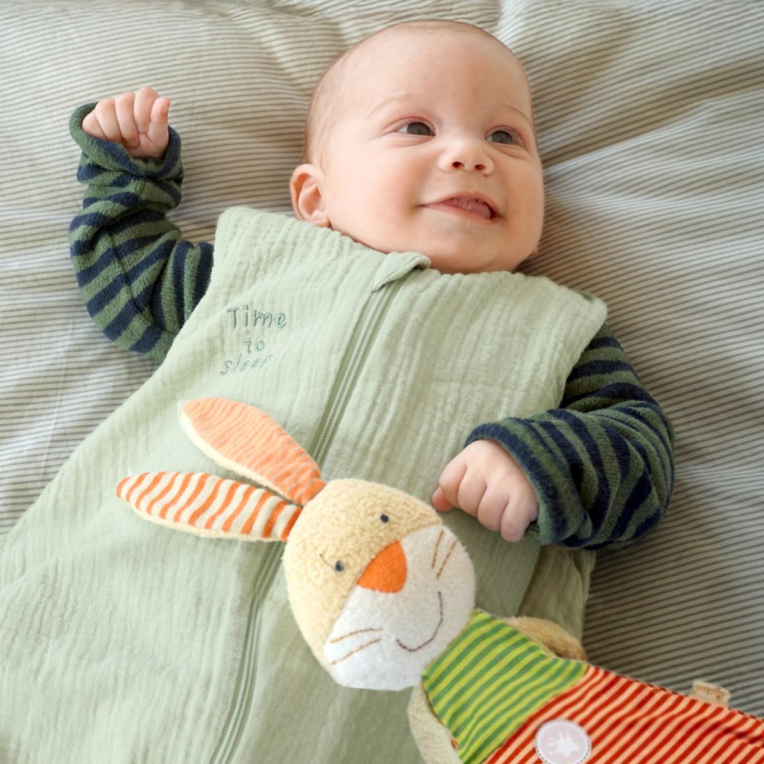 PERLETTI Sacco Nanna Tog 1 Estivo Primavera Cotone Organico - Senza Maniche e Piedini Neonato Bambino 0-6 Mesi e 6-18 Mesi - Leggero Confortevole Morbido con Cerniera Centrale