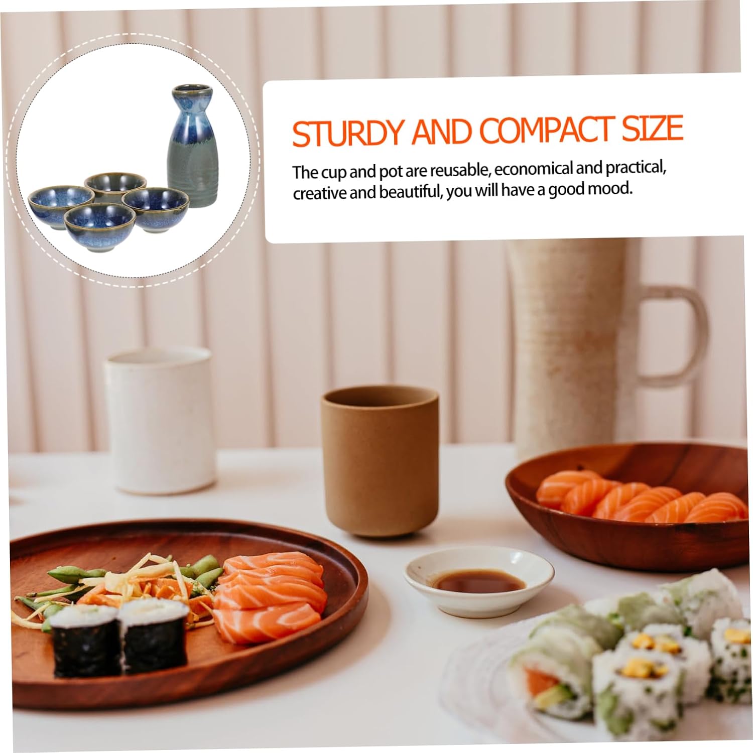 Xmas Japanese Sake Cup Set with Sake Pot, Ceramic