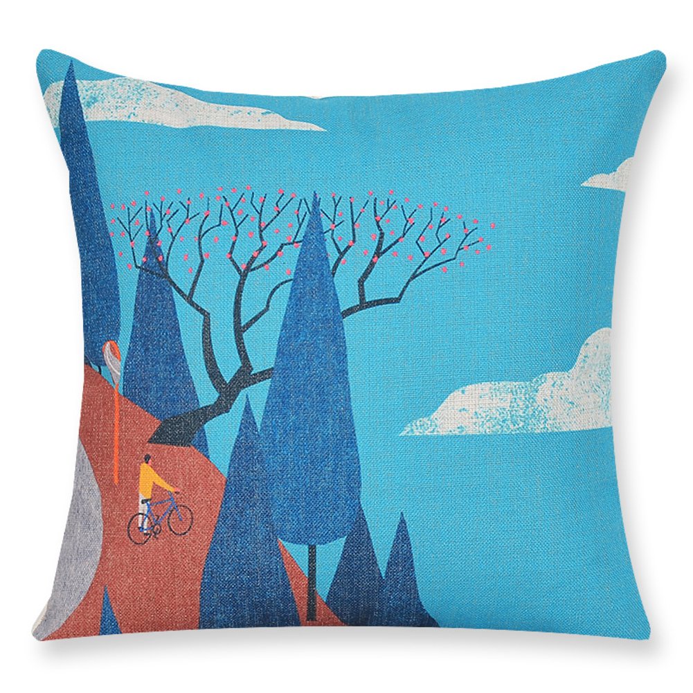 Coussin paysage pastoral en coton pour canapé : créez un coin de lecture relaxant au salon