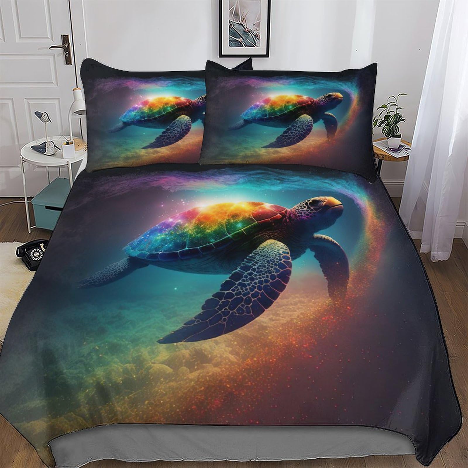 Parure de lit tortue 200x200cm pour transformer la chambre enfant ou adulte en oasis de douceur