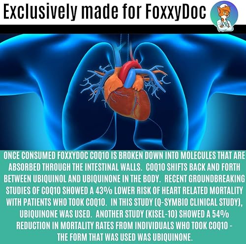 Miniatura 4 de CoQ10 Co-enzima Q10-200 mg - Alta absorción - 400 mg por 2 cápsulas - Sin OMG - Sin gluten - 200 cápsulas veganas - Soporte cardíaco y celular -