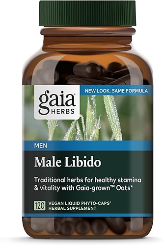 Gaia Herbs Libido masculina  Suplemento herbario con palma enana, hierba de cabra cachonda, maca y avena  Apoya la resistencia, vitalidad y