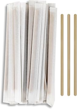 200 Pack Coffee Stirrers, Disposable 5.5" Wooden Coffee Stirrers, Individually Wrapped Stir Sticks for Coffee Bar, Cocktail 200 Pack