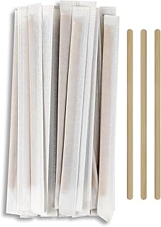 50 Pack Coffee Stirrers, Disposable 5.5" Wooden Coffee Stirrers, Individually Wrapped Stir Sticks for Coffee Bar, Cocktail (50 Pack)