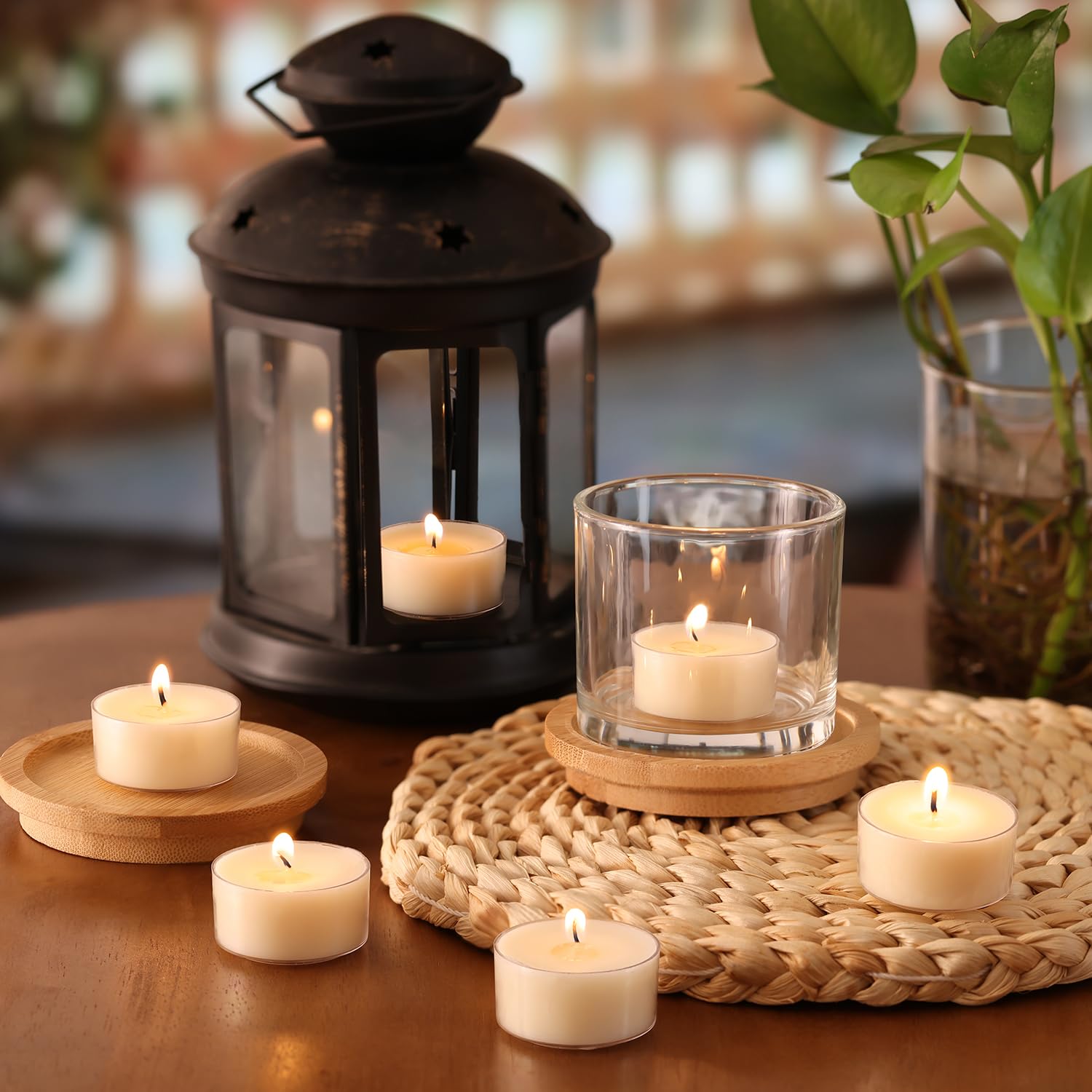 Velas de té perfumadas, Vanilla Embrace, paquete de 48 velas de té 100% cera de palma, color marfil, 6 horas de combustión, velas de té de aromaterapia de vainilla para relajación, hogar, spa, eventos