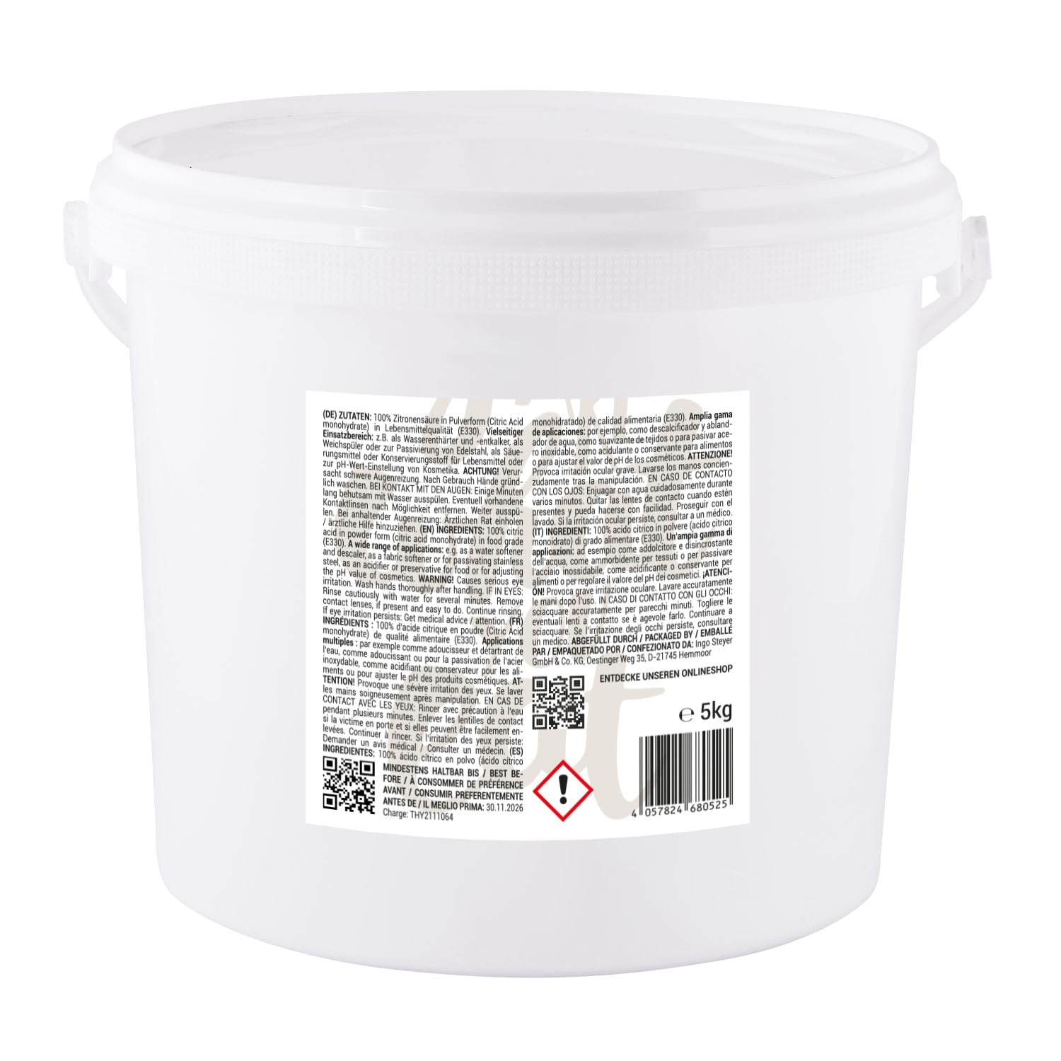 GreatVita Zitronensäure Monohydrat Granulat 25kg | Lebensmittelqualität, reine Citronensäure E330 | gentechnikfrei, Säuerungsmittel ideal zum Entkalken, Reinigen, Putzen, Backen, Kochen