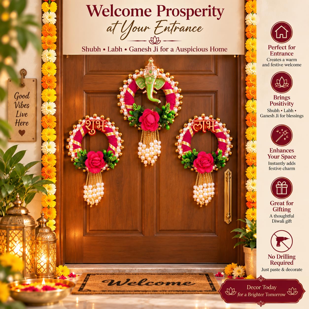 Diwali Ganesh Wall Hanging - Traditional Home Decor -4