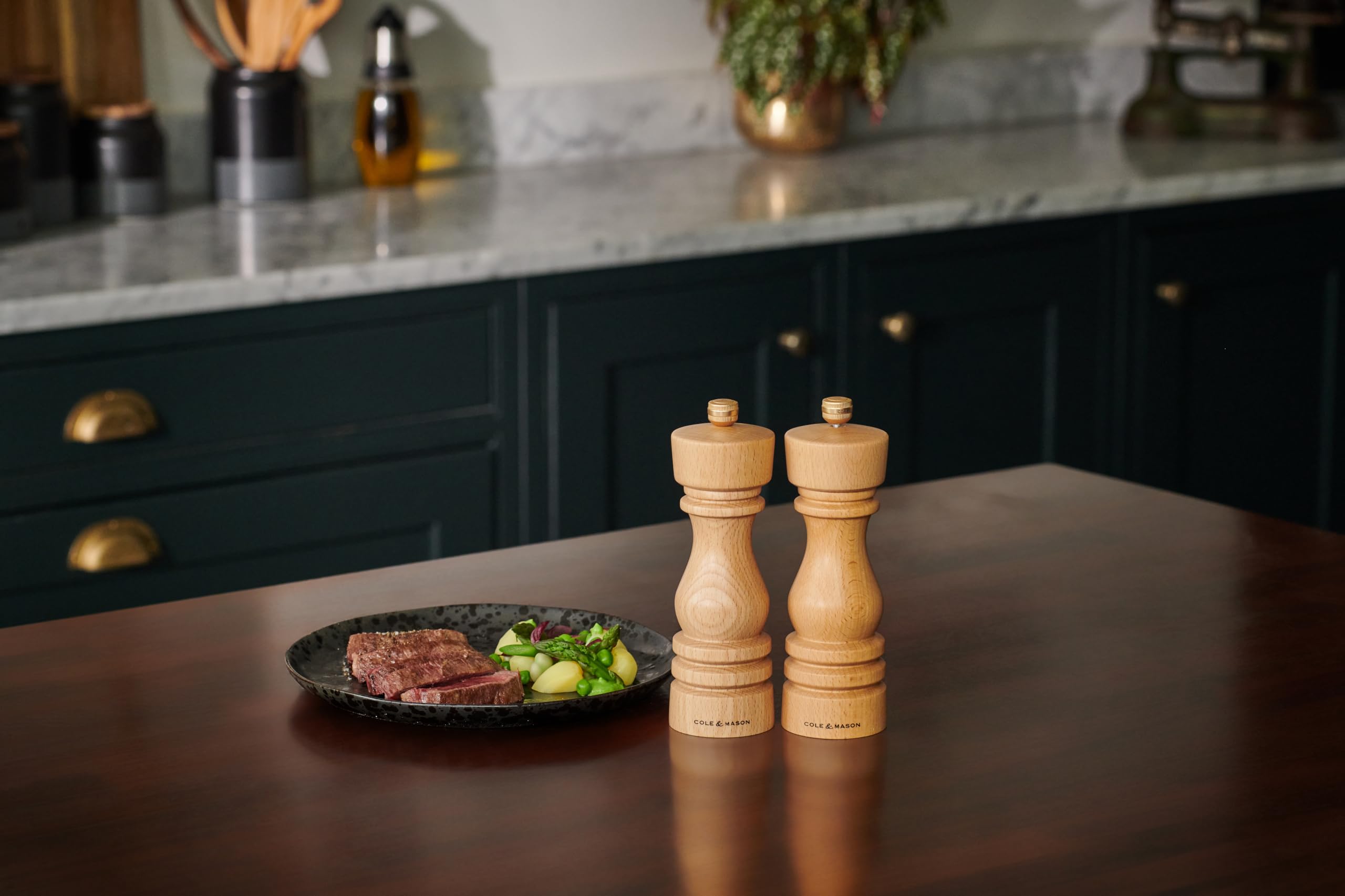 Cole & Mason London Natural Beech Salt Mill, Non Corroding Ceramic Mechanism, Salt Grinder with Adjustable Grind, Beech Wood - Image 2