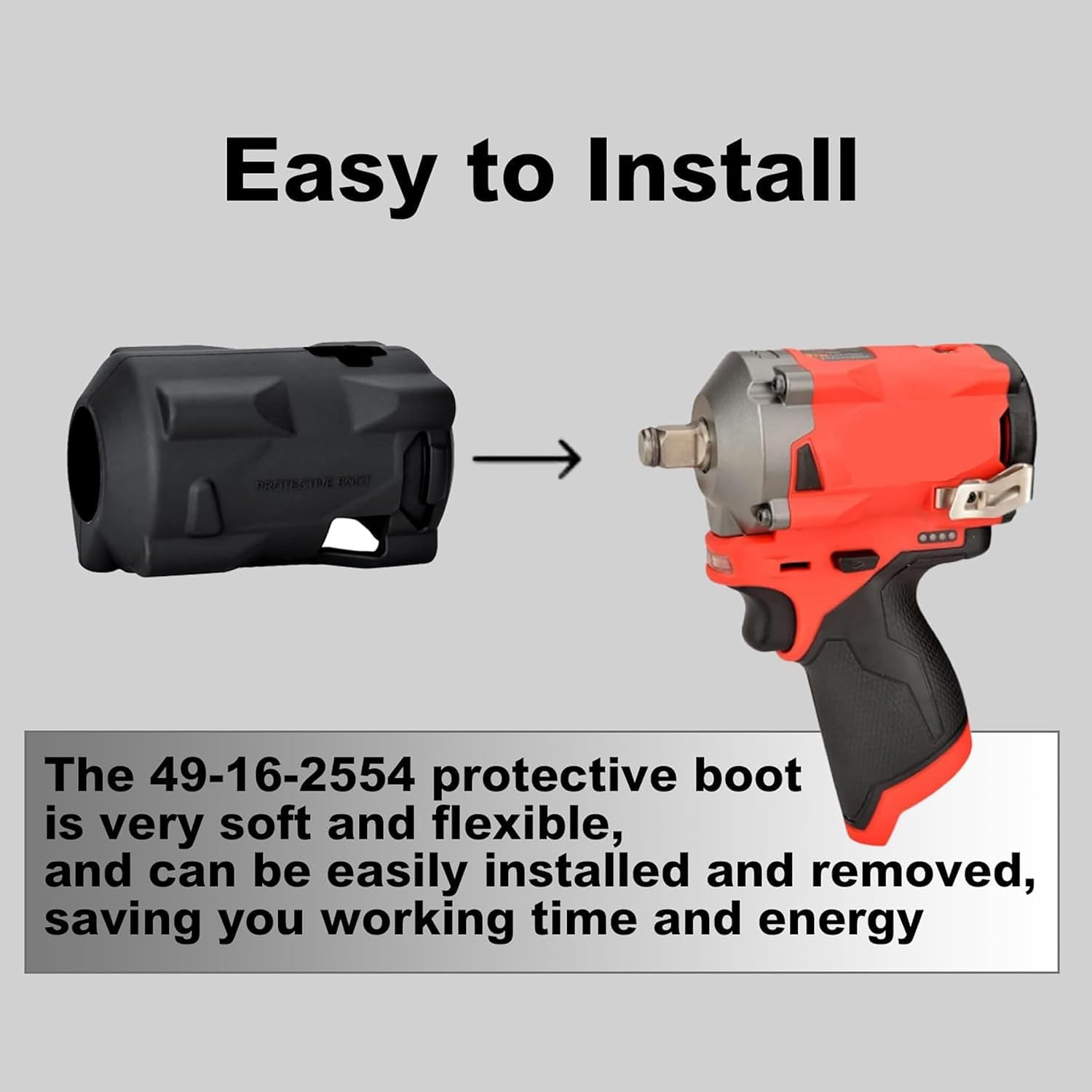 Rivershine Protective Rubber Boot Cover for 12V Stubby Impact Wrench, Heavy Duty Impact Driver Boot, Power Tool Protective Sleeve (1 Pack)