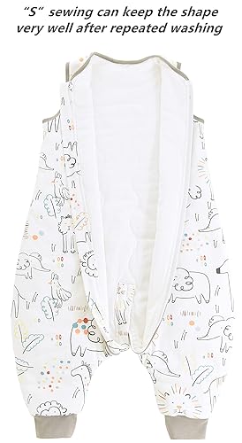 Miniatura 5 de Chilsuessy Saco de dormir para bebé con piernas para niños y niños pequeños, manta de dormir 100 % algodón con pies para niños y niñas, parque de