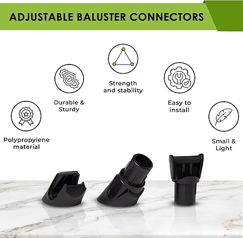 Miniatura 12 de FENCE & DECK RITE Conectores de balaustre para balaustres de metal de 3/4 pulgadas, fabricados con polipropileno negro conectores de balaustre