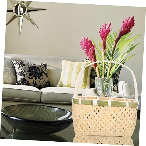 Miniatura 4 de Zerodeko Cestas de almacenamiento de hierba marina, 2 unidades, rectangulares tejidas, de bambú, canastas de Pascua con asas con bisagras, cesta de