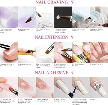 DouborQ Acrylic Nail Kit with Electric Nail Drill Nail Lamp,U V Nail Dryer Light Nail Art Tools,False Nail Tips Starter Set Acrylic Nail Art Supplies for Beginner with Everything (1-6)