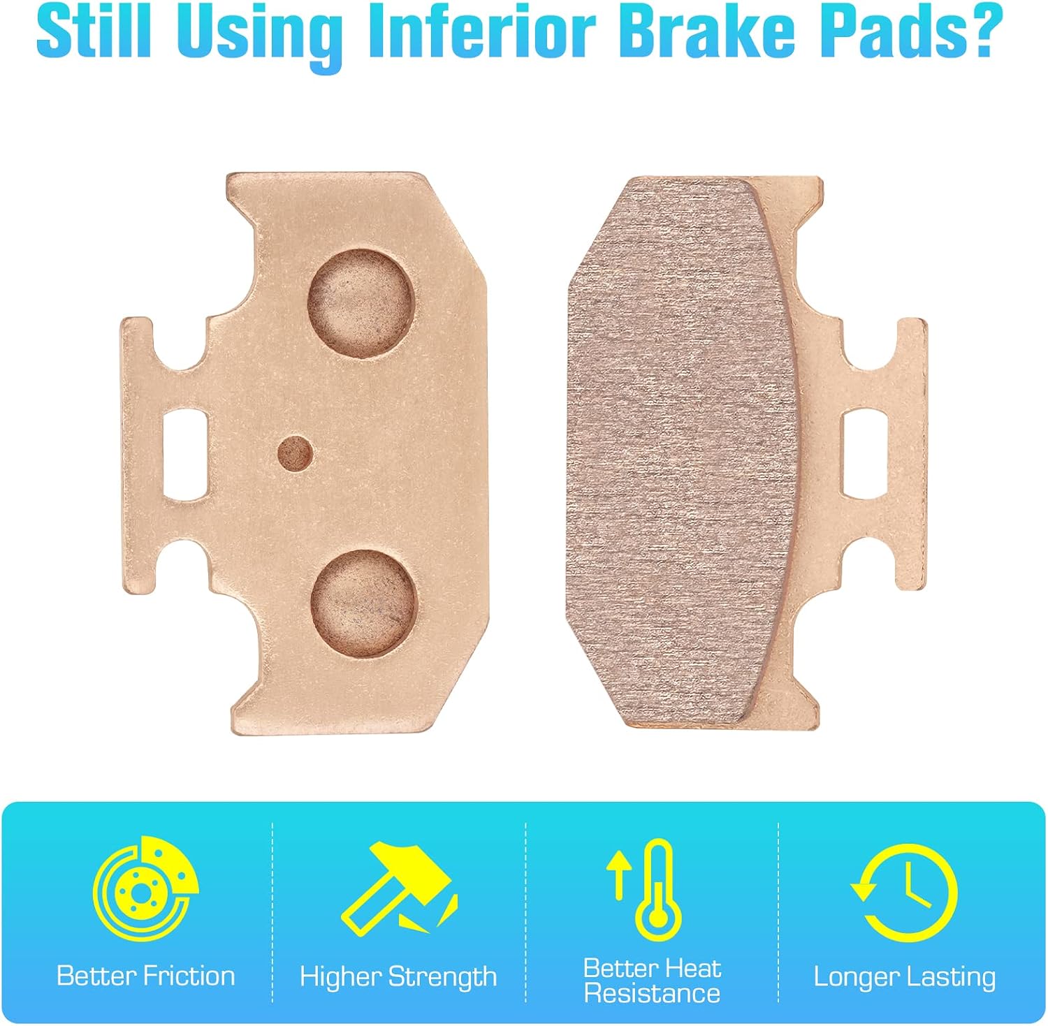 Front & Rear Brake Pads Sintered for CAN-AM Outlander 330 400 500 650 800, Renegade 500/800 2003 2004 2005 2006 2007 2008 2009 2010 2011 2012 2013 2014 705600350, 705600349, 705600398-3 Set