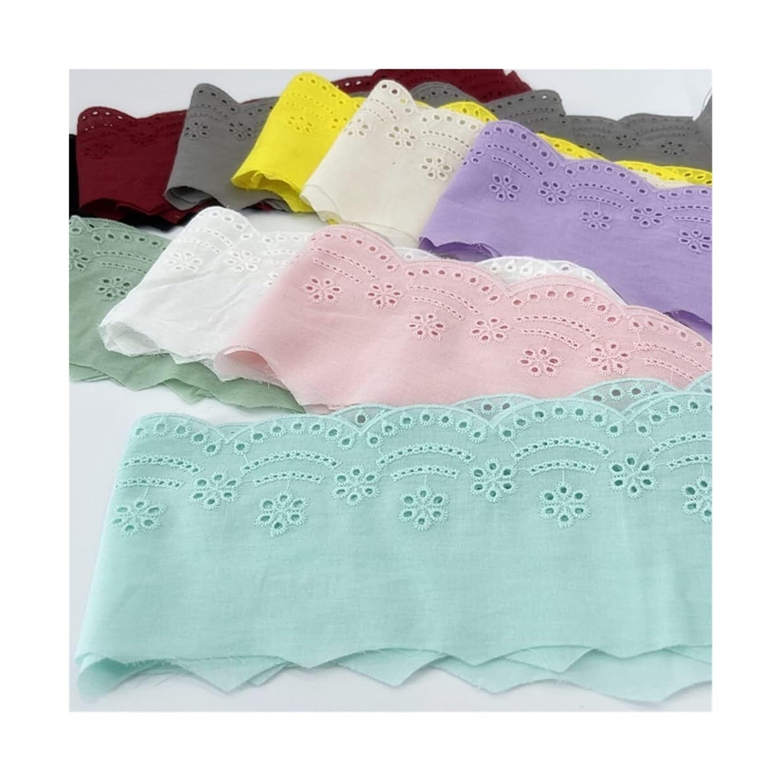 Ribete de encaje, tela de encaje, bordado hueco, ribete de encaje de algodón, tela de encaje, ribete de ganchillo para costura, manualidades, cortinas de boda, caja de decoración (rojo)