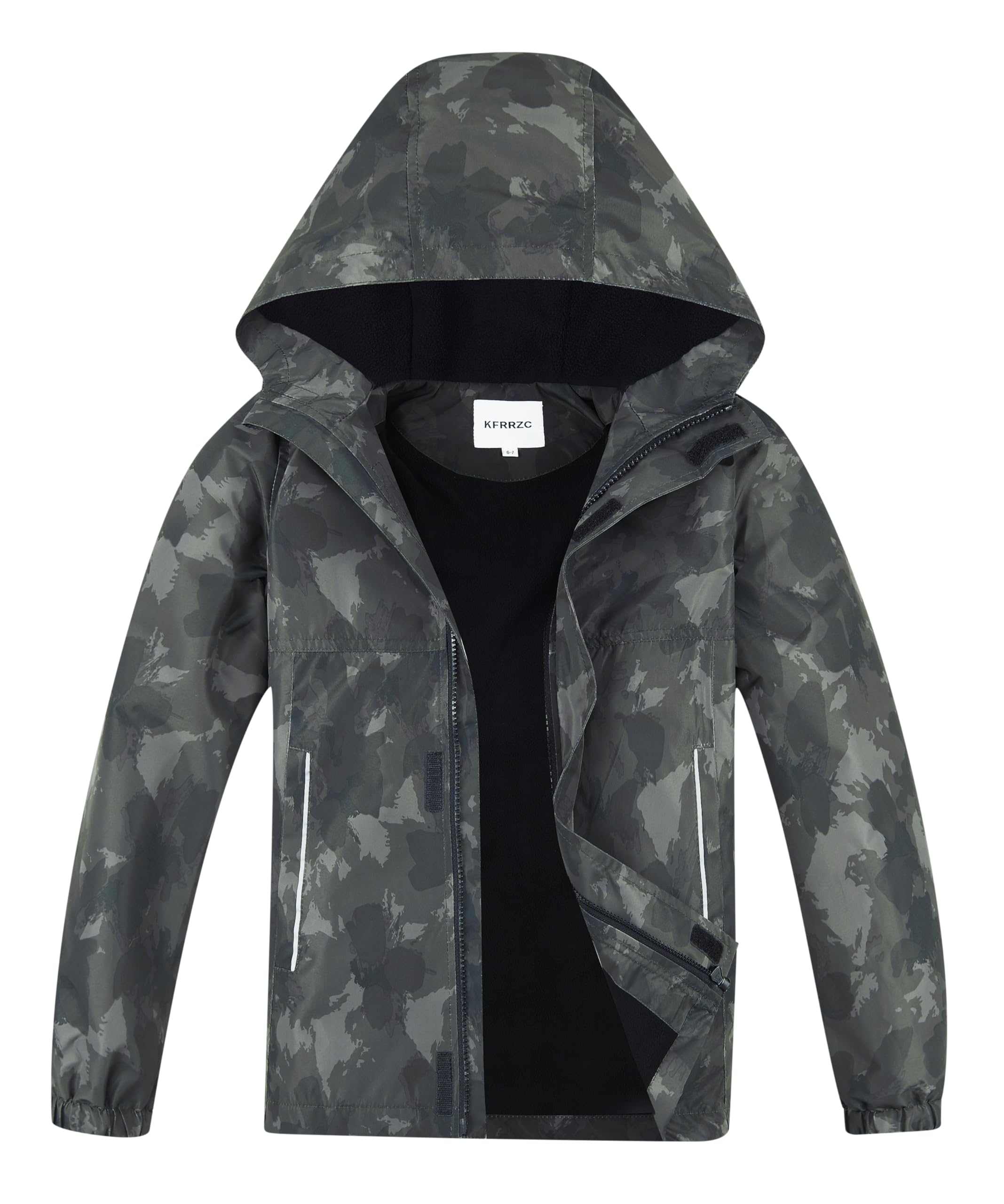 Boys Girls Waterproof Hooded Jackets Fleece Lined Rain Jackets