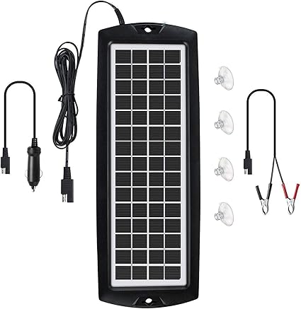 Sunway Solar Car Battery Trickle Charger & Maintainer 5W Solar Panel Power 12V Charger kit Portable Waterproof for Automotive RV Marine Boat Truck Motorcycle Trailer Tractor Powersports Snowmobiles