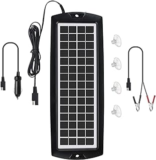 Sunway Solar Car Battery Trickle Charger & Maintainer 5W Solar Panel Power 12V Charger kit Portable Waterproof for Automotive RV Marine Boat Truck Motorcycle Trailer Tractor Powersports Snowmobiles