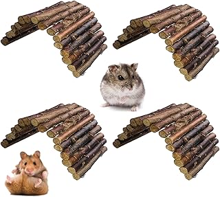 Hamster Bridge Rat Ladder Wooden Bridge Toy for Small Animals Cage Wood Ladder Natural Hideout for Guinea Pig Chinchilla Ferret Reptile (Pack of 4) (4ladder)