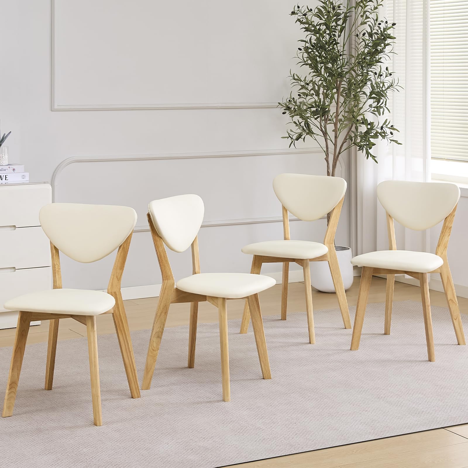 paonne Wood Louis Dining Chairs Set of 4 with Solid Wood Legs/Frame and Fixed Cushion, Armless, for Kitchen & Dining/Small Space/Apartment/Restaurant — image 1