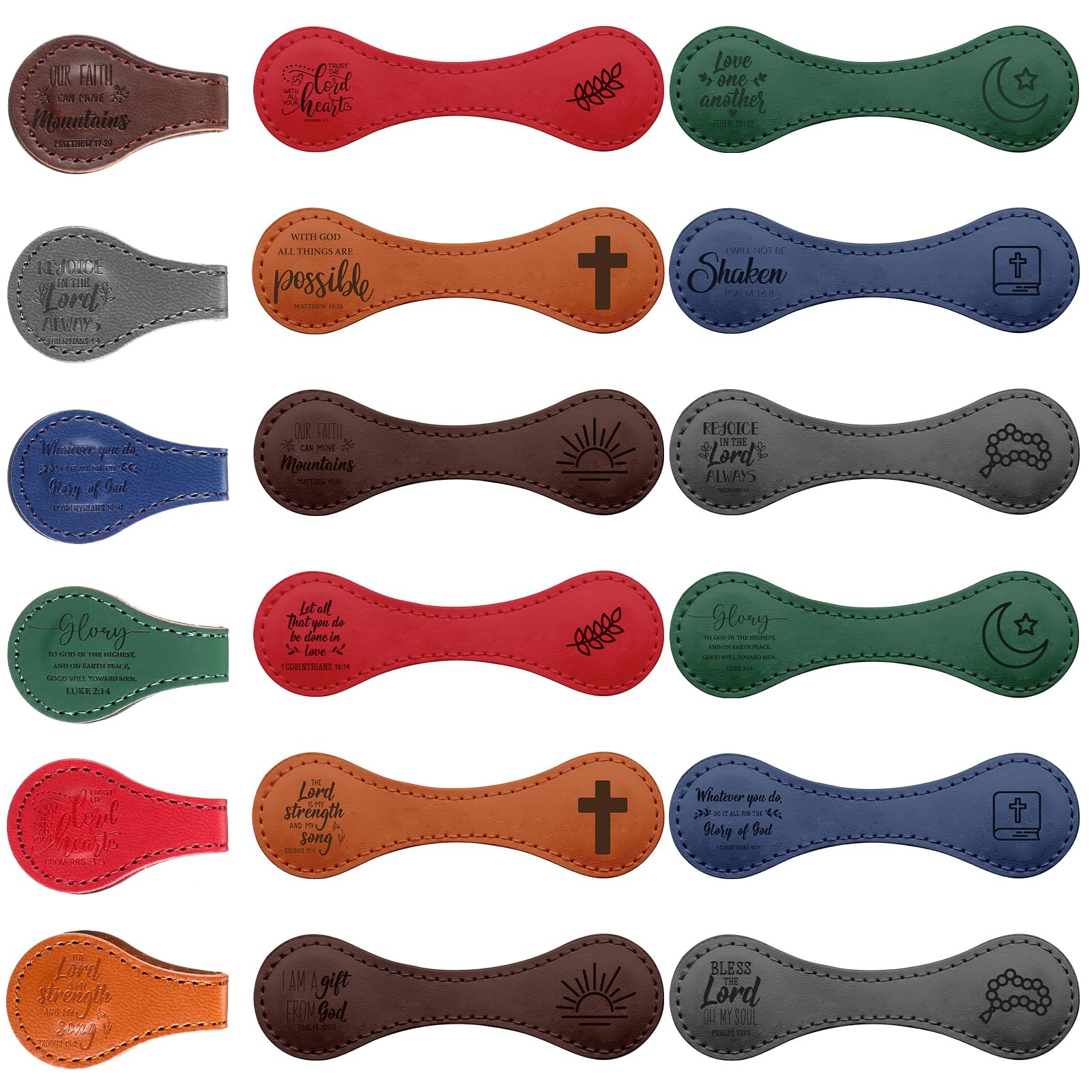 Sinload 24 Pcs Father Church Gifts Christian Magnetic Bookmarks Bulk Religious Leather Clips Bible Verse Bookmarks Magnetic Page Markers Scripture