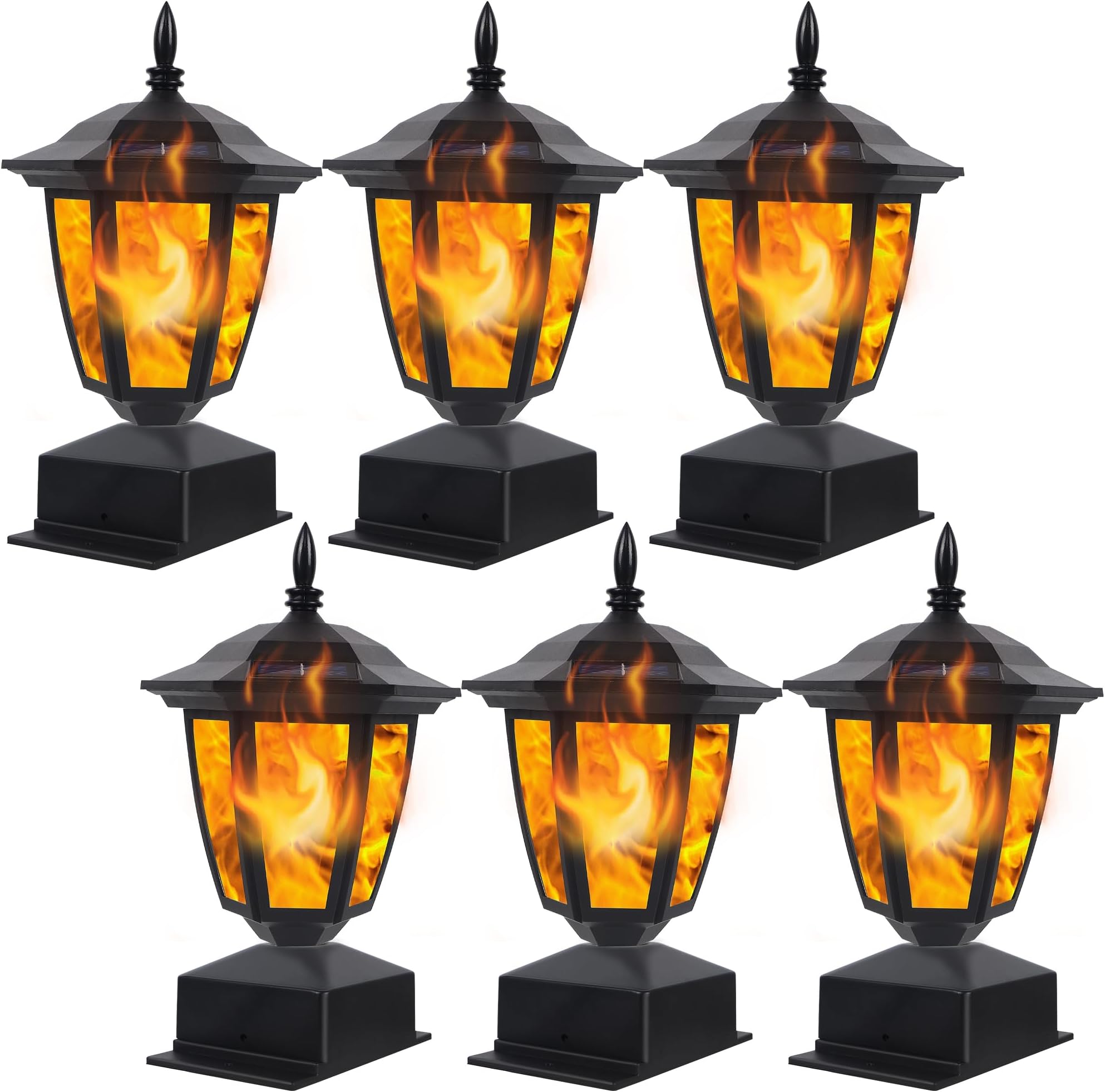 Dynaming Solar Flame Post Lights Outdoor, Solar Powered Lamps Fence