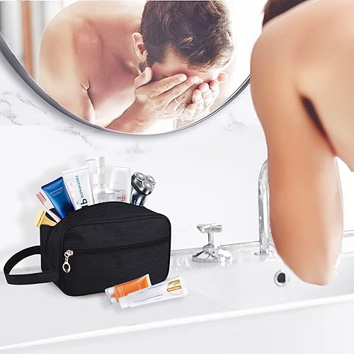 Miniatura 7 de Ebbniur Neceser, bolsa de viaje de gran capacidad para artículos de tocador, organizador de artículos de tocador de tela Oxford impermeable para