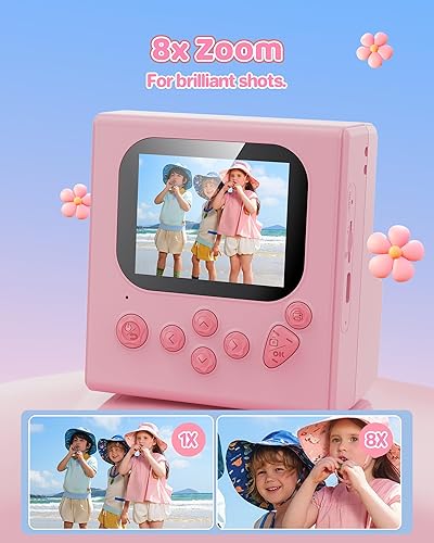 Miniatura 4 de Cámara para niños con impresión instantánea rosa HODDRCCN 32G Cámara de impresión instantánea para niños -1080P HD - Cumpleaños de Navidad para