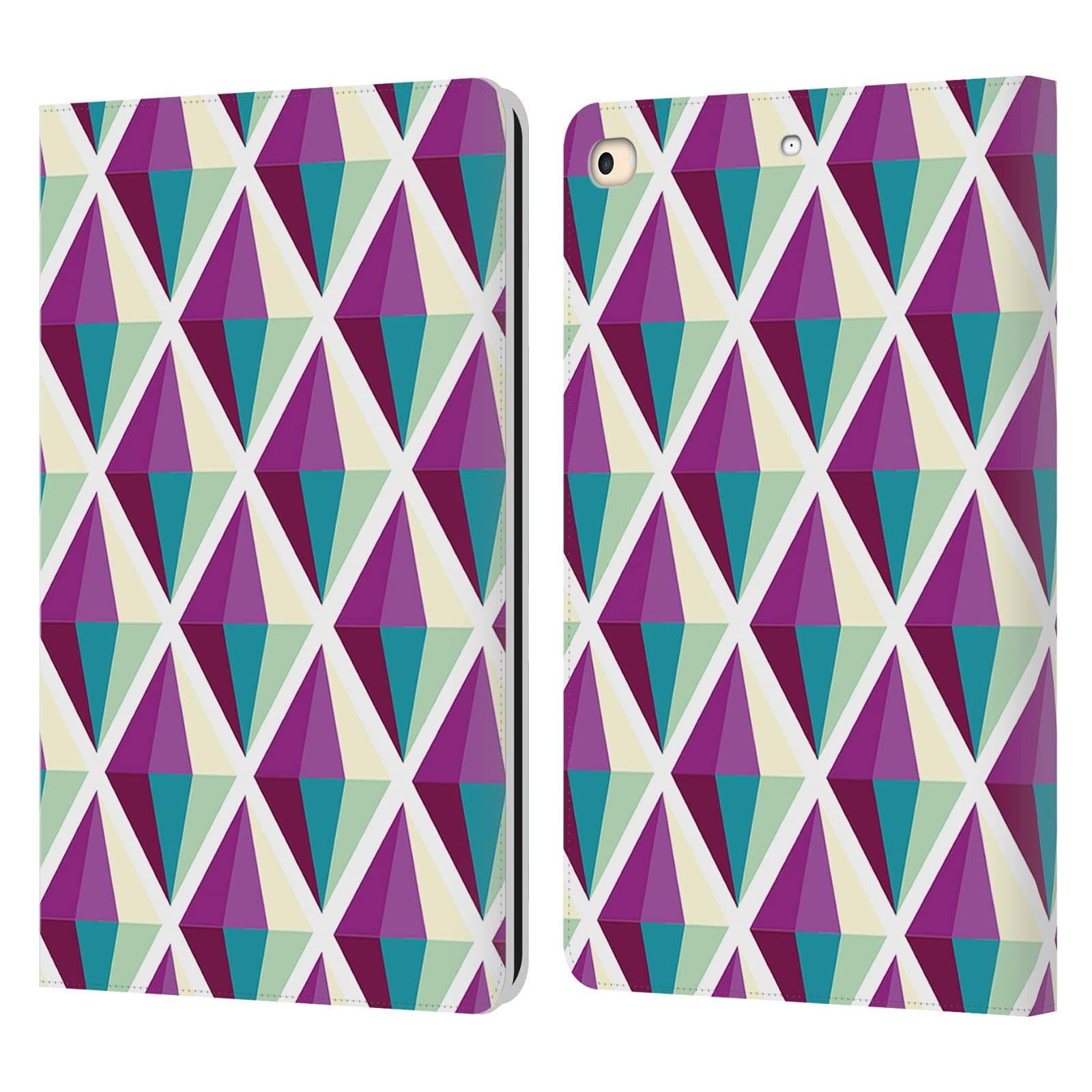 Coque iPad 9.7 anti-rayure portefeuille cuir violet géométrique pour ranger cartes