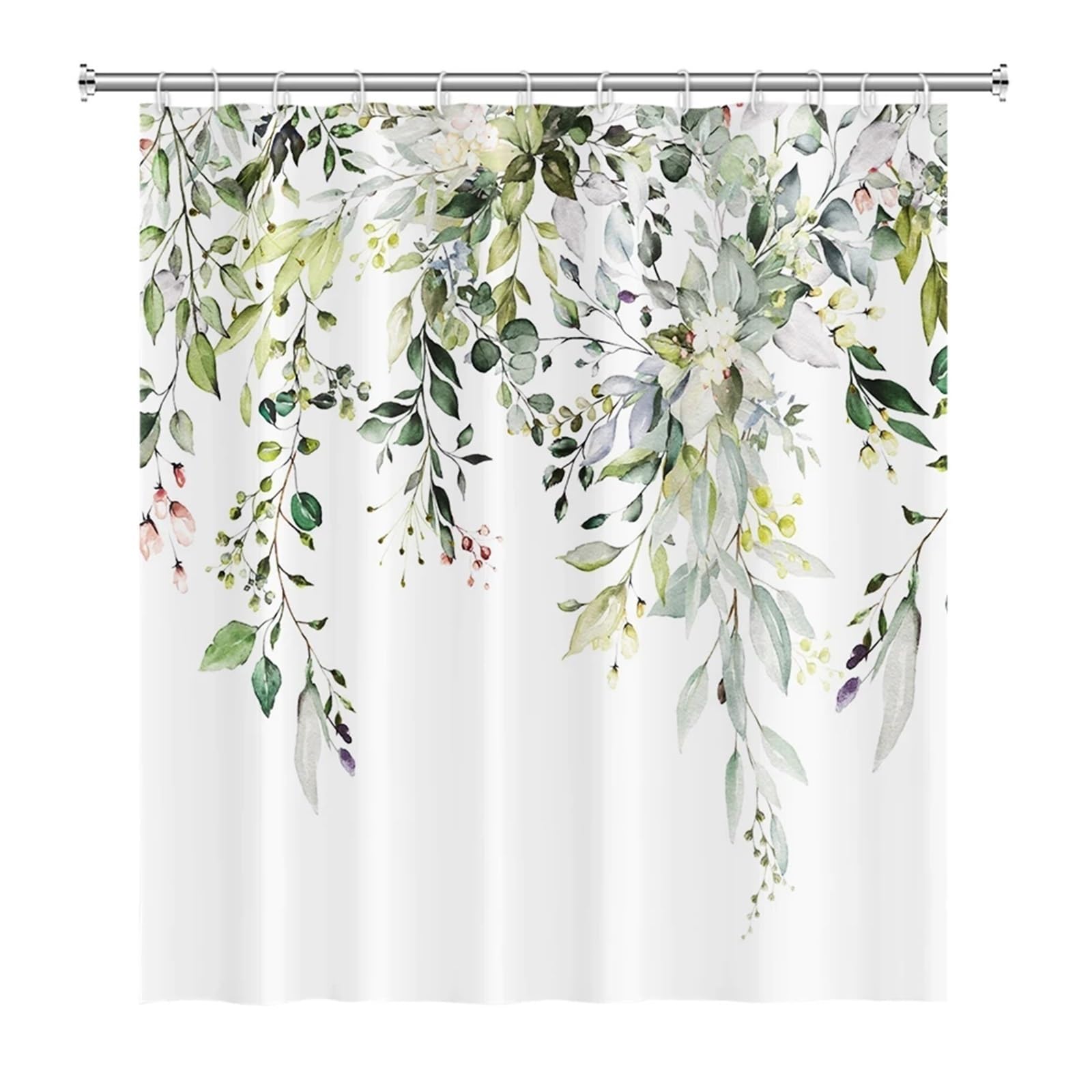 Rideau de douche plante verte en polyester 150x180cm avec crochets inclus