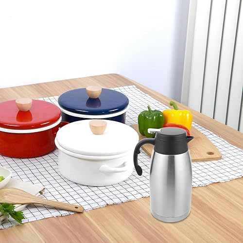 Miniatura 7 de Stainless Steel Insulated Vacuum Coffee Carafe 2L Large Capacity Beverage Dispenser Metal Water Pitcher with Lid for Keeping Hot
