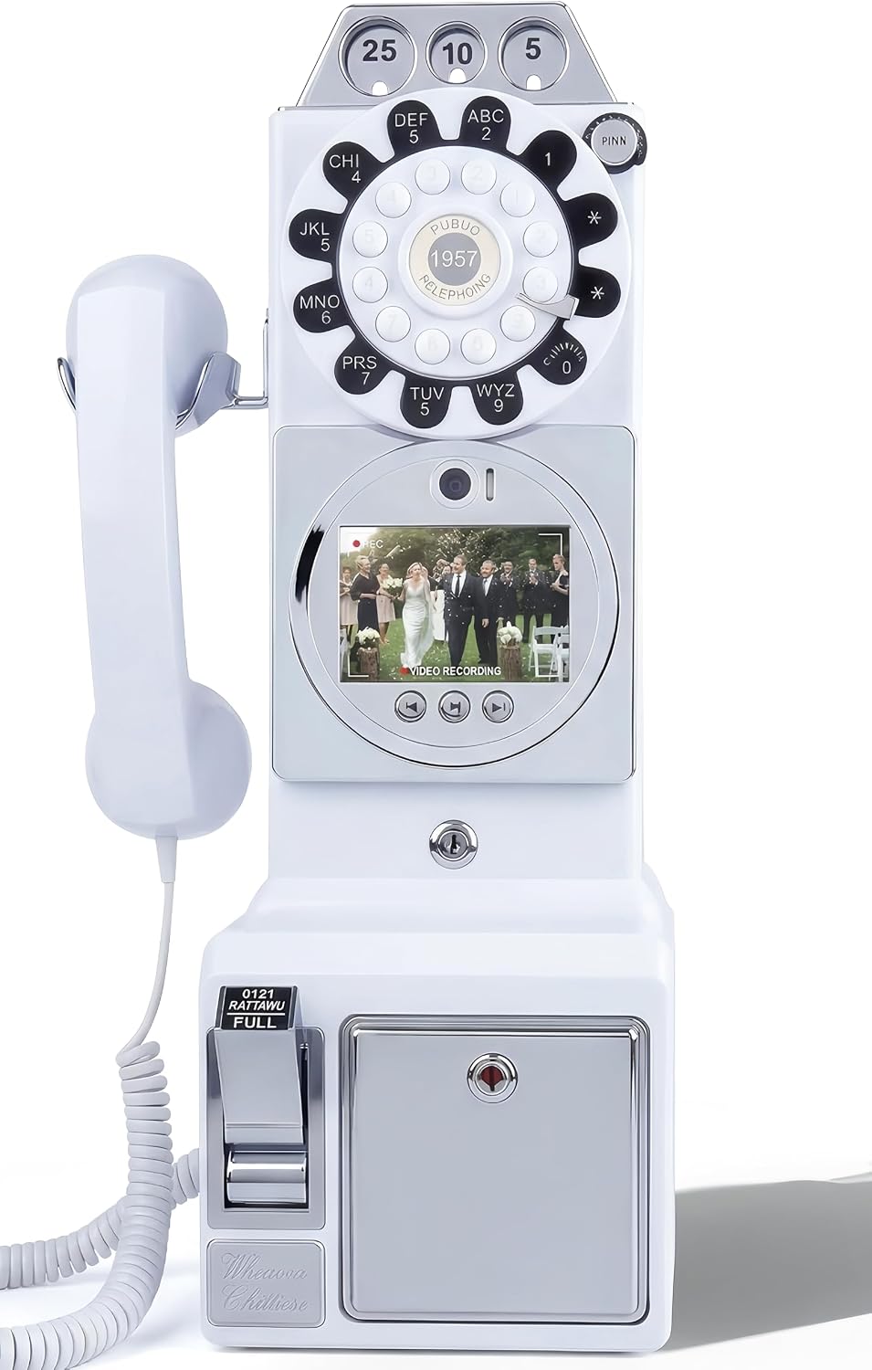 RetroVox Video & Audio Guest Book Wedding Phone Guestbook Creative Easy to Use & Fun Engagements Anniversaries Baby Showers Graduation (A White) thumbnail
