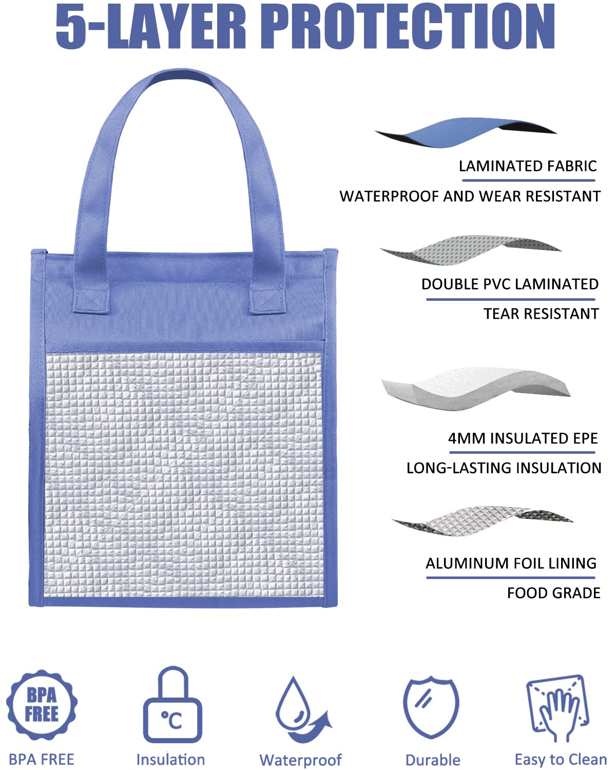 Borsa Termica Porta Pranzo Fmeida - Ideale Per Lavoro, Picnic E Scuola, Mantiene Freddo E Caldo, Compatta E Leggera - Foto 9