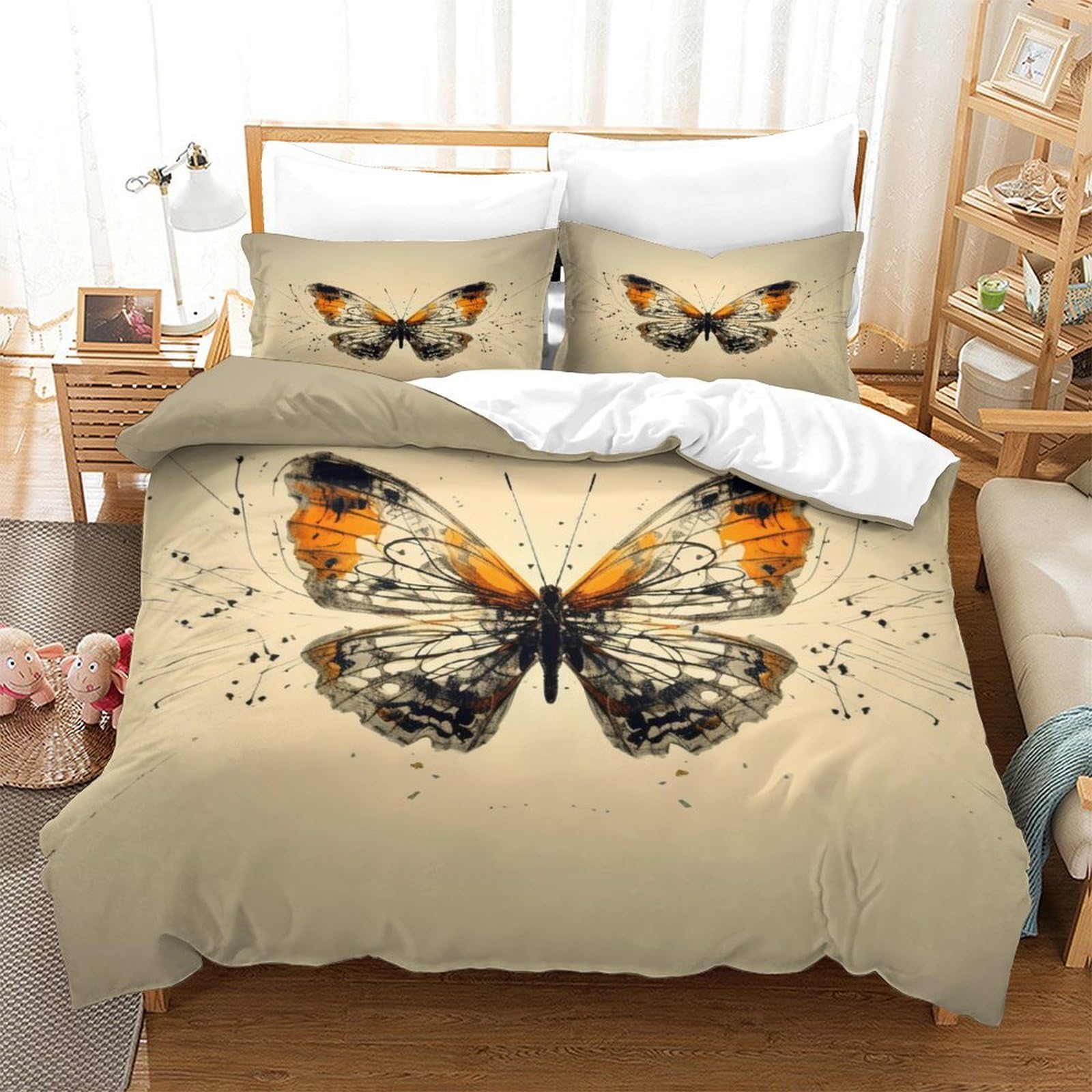 Housse de couette papillons 3D respirante contre la transpiration