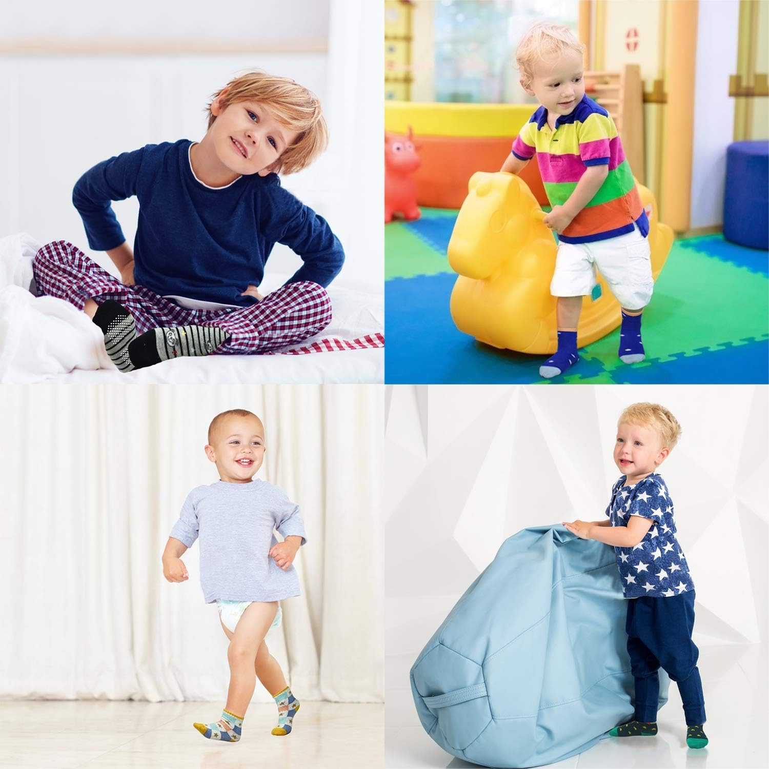 SkiBeaut Toddler Grips Socks, Non Slip Kids Toddlers Boys Girls Grippy Child Socks with Grippers for 1-7 Years Old,12 Pairs - Image 2