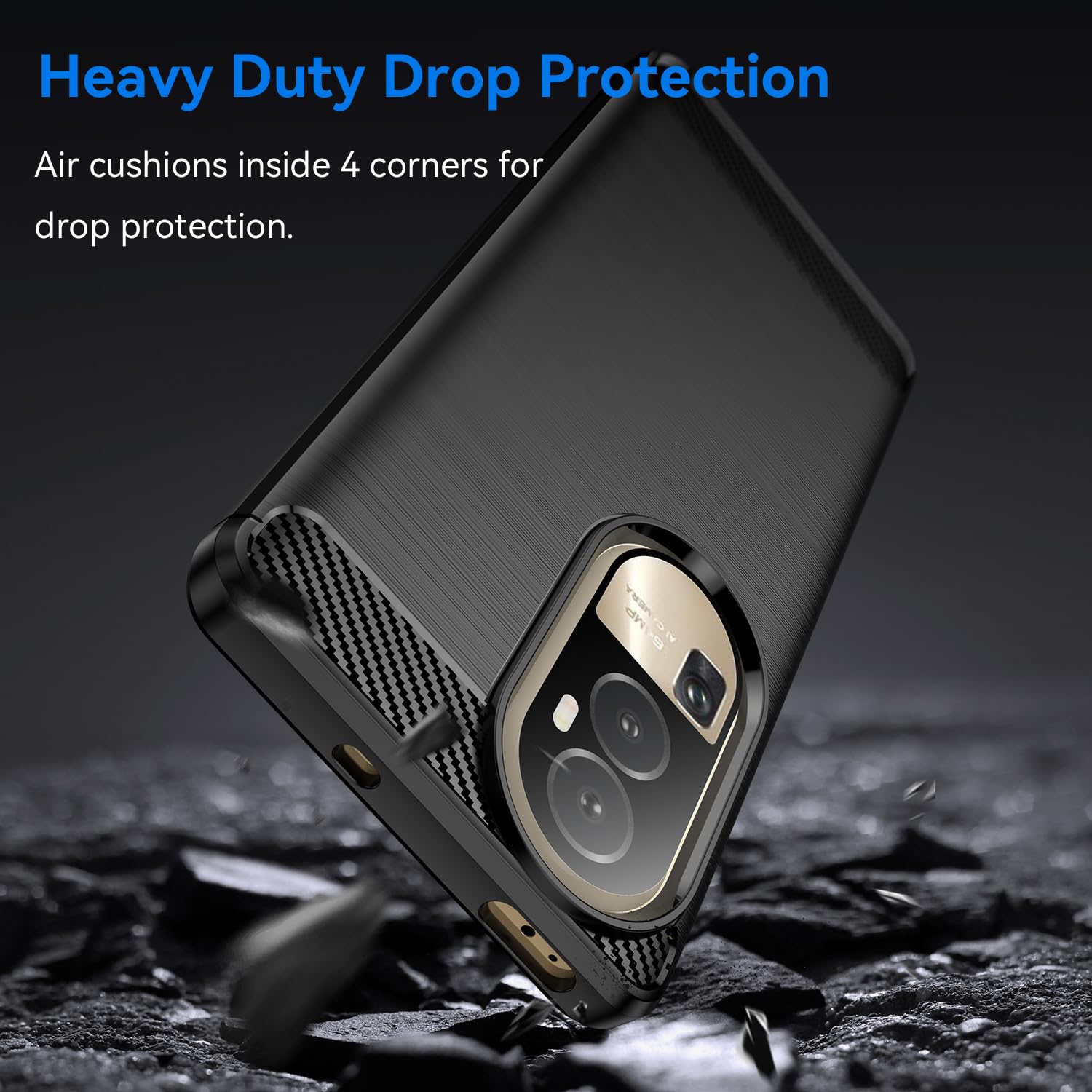 ELECTRO-WEIDEWORLD Cover per Oppo Reno 10 5G/10 PRO 5G, Custodia Robusta per Armature Cover in Silicone Morbido e Sottile per Oppo Reno 10 5G/10 PRO 5G, Nero