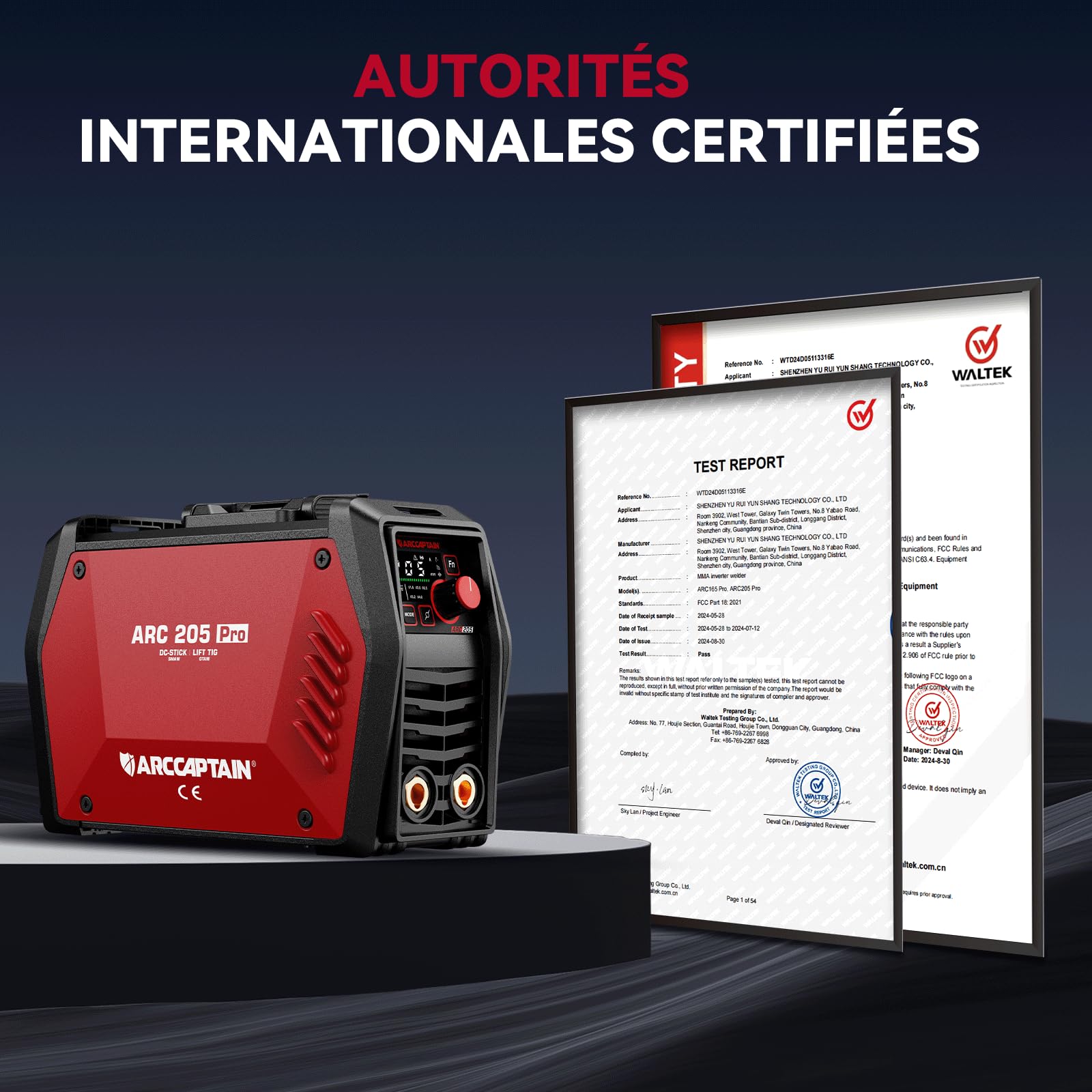 ARCCAPTAIN iControl ARC205 Pro Poste a Souder, [Contrôle APP] 205A Soudage ARC/TIG Lift Poste à Souder, Grand Écran LED Large, Inverseur IGBT 230V avec Démarrage Chaud, Force d'Arc et Anti-Adhérence