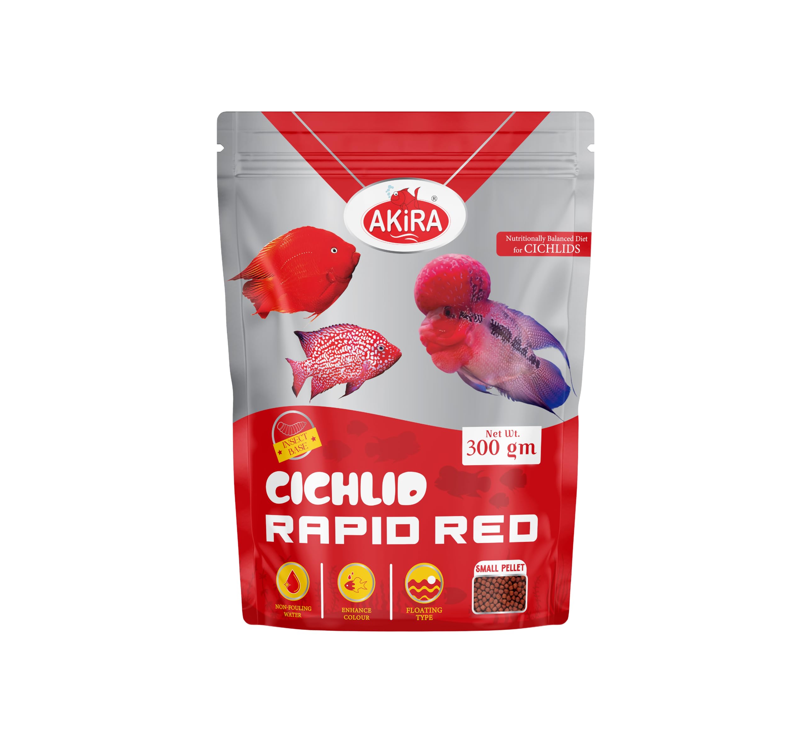 AKIRA Cichlid Rapid RED 300 GM,Insect Based, Enhance Colour for Cichlid Fish,Protein:35%,Floating Type Fish Food (B0CYP766R9) Amazon Price History, Amazon Price Tracker