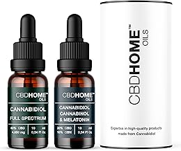 CBD HOME Oils - Pack: Oil with Full Spectrum CBD 40% + CBD at 30% and CBN 10% with Melatonin - 10 ml - Organic Coconut and Hemp Seed Base - Certified - Omega 3-6-9 - Made in EU