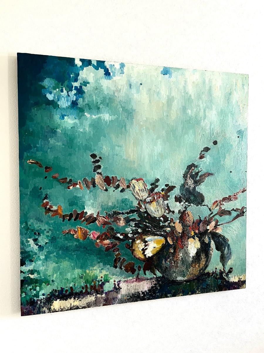 Amazon.co.jp: 絵画 直筆アート 「雲の盾とドライフラワー」Rmoo