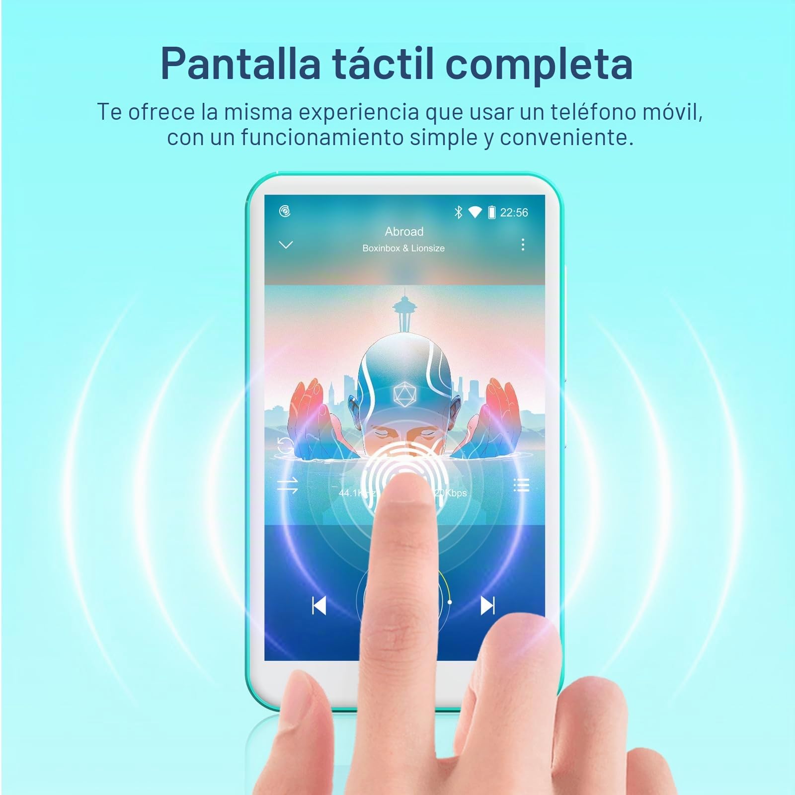 Reproductor de MP3 con Bluetooth y WiFi, Oilsky 80GB 4'' Android 9.0 Mp3, 1080P Pantalla táctil MP4, Reproductor de Música Portátil con Spotify, Audible, Deezer (Cian)