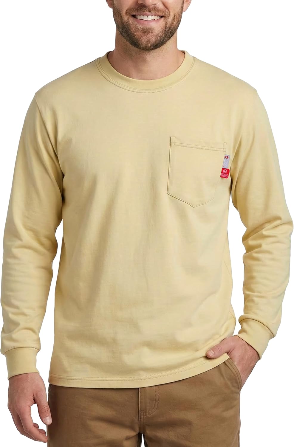 KONRECO FR Tee Shirts High Visibility Lightweight 6oz Long Sleeve Hi-Vis Flame Resistant Safety Shirts CAT 2