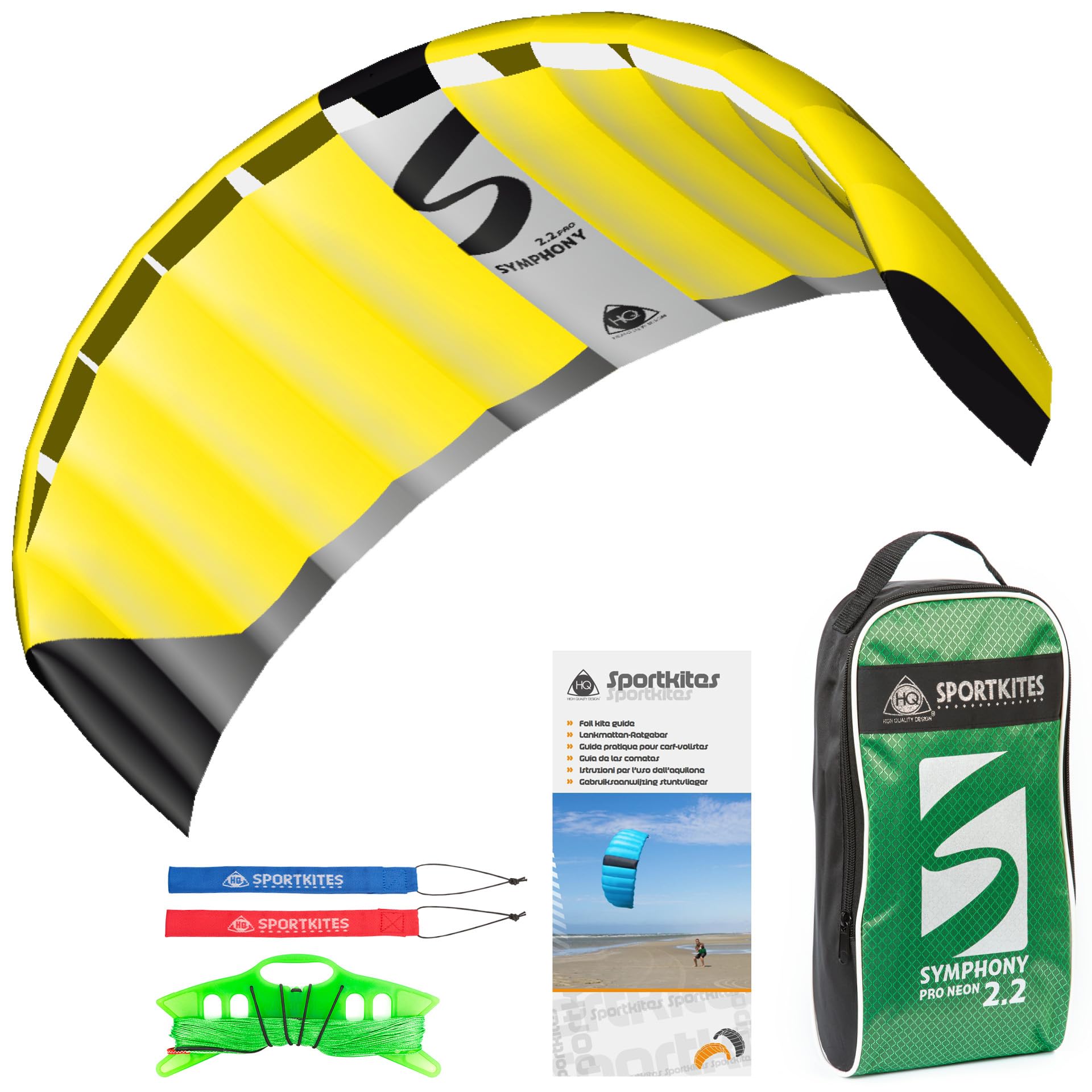 HQ Lenkmatte Symphony Pro 2.2 Neon Gelb ab 14 Jahre Freizeit Lenkdrachen